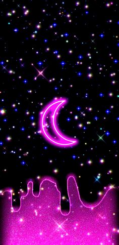 a purple background with stars and a crescent