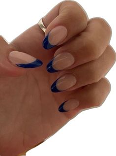 Rounded Acrylic Nails, Hoco Nails, Wave Nails, Dark Blue Nails, Navy Nails, Unghie Sfumate, Blue Acrylic Nails, French Tip Acrylic Nails