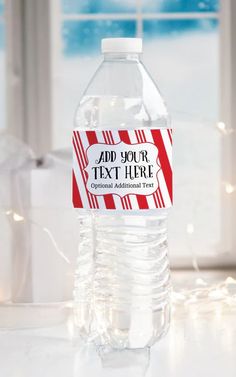 a bottle of water sitting on top of a table