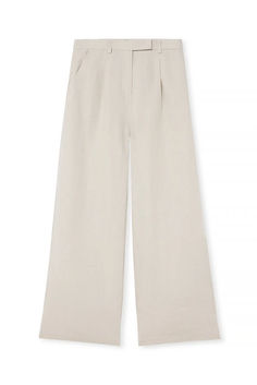 Linen Wide Leg Pants Beige Wide Leg Bottoms With Belt Loops, Beige Wide Leg Pants With Belt Loops, Beige Wide-leg Pants With Belt Loops, Chic High Waist Wide Leg Pants With Hip Pockets, Relaxed Fit High-waisted Wide Leg Pants With Belt Loops, Linen Wide Leg Bottoms With Belt Loops, Trendy Linen Workwear Bottoms, Trendy Linen Bottoms For Workwear, Trendy Linen Pants With Pockets