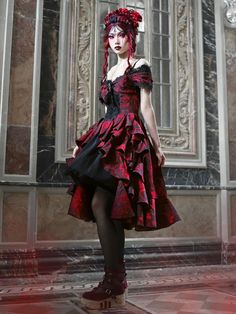 [$99.50]Romantic Goth Dress Cascading Ruffle Trim Wine Red and Black Vampire Dress Gothic Romance Outfit Women, Elegant Vampire Outfit, Gothic Dresses For Halloween And Alternative Fashion, Gothic Corset Dress For Halloween, Red Steampunk Corset Dress For Costume Party, Vampire Style Corset Dress For Halloween, Steampunk Halloween Dress For Alternative Fashion, Gothic Ruffled Corset Dress For Costume Party, Gothic Corset Dress For Alternative Fashion