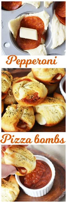 different types of pizza buns with cheese and sauce