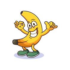 a cartoon banana is dancing with his hands in the air