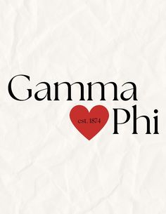 the word gamma phil with a red heart on it's left hand side