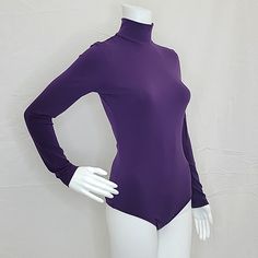 Condition: New With Tags Mfg Color: Purple Mfg Model: 46039 Purple Long Sleeve Bodysuit For Spring, Neck Stretches, Purple Color, Color Purple, High Neck, Womens Tops, Tags, Purple, Long Sleeve