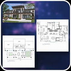 the floor plan for this modern home is shown in blueprints and has two separate rooms