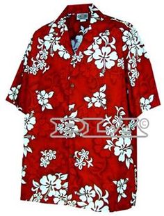 Pacific Legend White Hibiscus Red Cotton Men's Hawaiian Shirt Red Hawaiian Shirt, Hibiscus Shirt, Boys Hawaiian Shirt, White Hibiscus, Flower Red, Tropical Shirts, Mens Hawaiian Shirts, Aloha Shirt, Beach Shirts