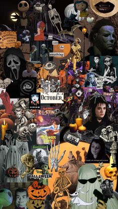 a collage of halloween images with pumpkins, ghostes and other things on them