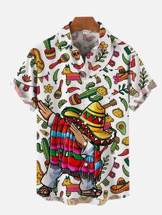 Mexican Hawaiian Shirt, Cinco De Mayo Cartoon Mexican Elements And People In Mexican Costumes Printing Breast Hawaiian Shirt Transport yourself to the vibrant and carefree spirit of the tropics with our Hawaiian Shirt. Crafted with precision and infused with the essence of island life, this shirt is more than just clothing; it’s a celebration of sun-soaked days and balmy nights. Immerse yourself in the lush, eye-catching prints that pay homage to the rich flora and fauna of the Hawaiian is Summer Shirt With Multicolor Print And Colorful Pattern, Multicolor Summer Shirt With Colorful Pattern, Summer Multicolor Shirt With Colorful Pattern, Summer Multicolor Shirt With Vibrant Print, Multicolor Graphic Print Beach Shirt, Multicolor Bohemian T-shirt For Beach, Multicolor Graphic Print Shirt For Vacation, Short Sleeve Cotton Shirt With Vibrant Print, Cotton Short Sleeve Shirt With Vibrant Print