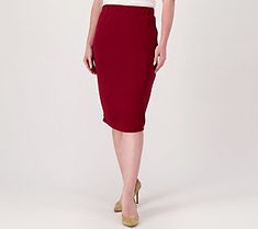 Whenever the occasion calls for a polished statement -- this ponte pencil skirt gets you there (keeping the vibe fitted and flirty, too!). This year-round piece can be styled with bodysuits, camis, or chunky sweaters alike! Fabulous. From Form & Line.\n\nOriginal item is A485751. This product may be a customer return, vendor sample, or on-air display and is not in its originally manufactured condition. It may not be new. In some instances, these items are repackaged by QVC. Fitted Lined Pencil Skirt For Fall, Trendy Stretch Pencil Skirt For Fall, Chic Bodycon Elastane Skirt, Stretch Elastane Pencil Skirt For Spring, Solid Stretch Pencil Skirt For Fall, Stretch Lined Pencil Skirt For Date Night, Fitted Casual Pencil Skirt For Business Casual, Fall Stretch Pencil Skirt In Solid Color, Chic Elastane Pencil Skirt For Summer