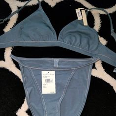 Skims Nwt In Kyanit Small.Panty. No Returns. ! Left Alone Sold Out ~ Mid Thigh Shorts, High Neck Bodysuit, Unisex Onesies, Green Logo, Left Alone, Knit Set, Outdoor Wear, Cozy Knits, Knit Tanks