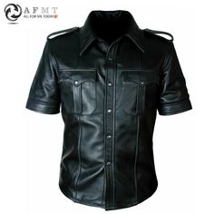 Buy Men's Leather Clothing Online | All For Me Today Mens Leather Shirt, Halloween Jacket, Police Uniform, Maroon Jacket, Gay Shirts, Uniform Shirt, Police Uniforms, Jackets Uk