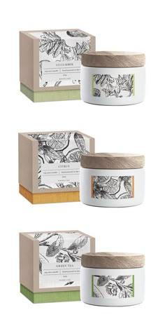 three different types of body butters in boxes on a white background, one is green and the other is brown