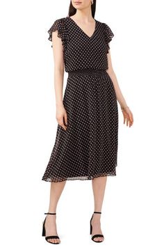 A staple dress hits all the right grace notes—from its fluttery sleeves to its sweetly smocked waist. 47 1/2" length V-neck Cap sleeves Lined 100% polyester Machine wash, tumble dry Imported Staple Dress, Black Blush, Sleeve Midi Dress, Midi Dress With Sleeves, Black Midi Dress, Nordstrom Dresses, Flutter Sleeve, Cap Sleeves, Smocking