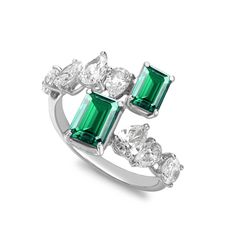 Emerald Cocktail, White Diamond Earrings, Emerald And Diamond Ring, Jewelry Rings Diamond, Emerald Jewelry, Green Emerald, Fine Rings, Stylish Jewelry, Emerald Diamond