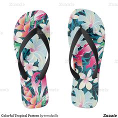 Colorful Tropical Pattern #flipflops  #idealgifthunt Casual Multicolor Patterns For Summer, Multicolor Summer Beach Patterns, Multicolor Patterns For Summer Beach, Pink Mini Fridge, Hawaiian Sandals, Popular Sandals, Best Flip Flops, Cute Flip Flops, Pattern Flip Flops