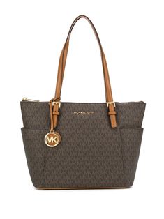 Michael Kors Shopping Bag, Michael Kors Tote Bags, Brown Tote, Monogram Tote, Fancy Bags, Cute Purses, Crossbody Tote, Purses Michael Kors, Handbags Michael Kors