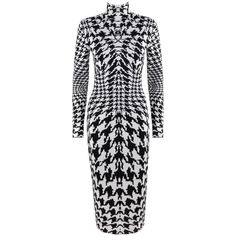 ALEXANDER McQUEEN A/W 2009 "The Horn Of Plenty” Houndstooth Knit Sheath Dress Brand / Manufacturer: Alexander McQueen Collection: A/W 2009 "The Horn Of Plenty” Designer: Alexander McQueen Style: Sheath knit dress Color(s): Black and white Lined: No Marked Fabric Content: "100% Wool” Additional Details / Inclusions: Black and white houndstooth pattern knit sheath sweater dress. Fitted wool knit sheath dress with curved side seams tapering in at waist; tapering out at hips. Slightly curved side se Alexander Mcqueen Collection, Goth Wardrobe, Houndstooth Knit, Mcqueen Dress, Horn Of Plenty, Red Jersey, Corset Style Tops, Woman Clothes, Gianfranco Ferre