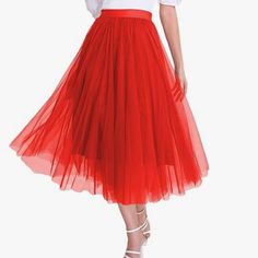 Red Tulle Skirt Midi Elastic High Waistband Size Small Perfect For Holidays, Christmas, Photoshoot Brand New, No Flaws Worn Less Than An Hour For Photos Red Tulle Skirt, Tulle Midi Skirt, Christmas Photoshoot, Skirt Midi, Holidays Christmas, Women Skirts Midi, Lady In Red, Tulle Skirt, Midi Skirt