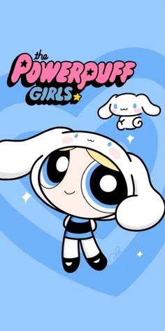 the powerpuff girls cartoon character is flying through the air with her eyes closed