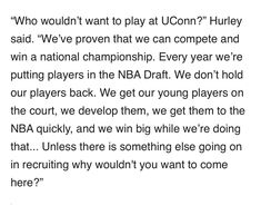 the letter is written in black and white to someone who wants to play at uconn? huey said, we proven that we've proven that we can compete