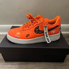 Shoes Have Been Worn Twice, In Great Condition. Nike Air Force 1 With Speckled Midsole For Streetwear, Orange Lace-up Sneakers With Perforated Toe Box, Orange Sneakers With Speckled Midsole For Streetwear, Orange Nike Air Force 1 Lace-up With Branded Insole, Nike Air Force 1 With Speckled Midsole, Orange Nike Air Force 1 Lace-up Shoes, Orange Nike Air Force 1 Lace-up, Sporty Nike Air Force 1 With Speckled Midsole, Casual Orange Nike Air Force 1 Lace-up