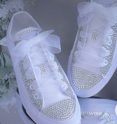 wedding essentials everything custom made to suit your wedding style Bedazzled Wedding Crocs Shoes, Dream Wedding Shoes Sparkle, Wedding Shoes Bride Heels Bling, Wedding Shoes Extra, Luxury Bedazzled Wedding Shoes, Luxury Wedding Court Shoes, Bling Out Wedding Shoes, Jordans And Wedding Dress, Wedding Shoes Sneakers Stylish