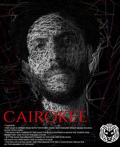 the poster for carokee shows a man's face and head with lines all over it