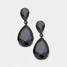 Jet Black Crystal Teardrop Earrings Black Prom Earrings, Teardrop Silver Earrings, Bridal Party Earrings, Evening Earrings, Crystal Teardrop Earrings, Black Earrings Dangle, Prom Earrings, Earrings Handmade Dangle, Teardrop Dangle Earrings