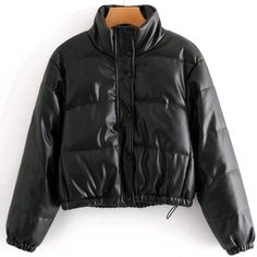 casaco maravilhoso e muito estiloso, tamanho médio, novo Leather Puffer Jacket, Style Noir, Black Khakis, Style Streetwear, Leather Shorts, Cotton Jacket, Autumn Fashion Women, Padded Jacket