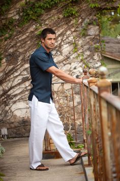 Men's Linen Navy Blue Short Sleeve Italian Shirt for Beach Weddings... A sleek and sexy, button-down, short sleeve Italian dress shirt with a 'Roma' spread collar and straight-cut hem. If you're looking for a timeless, elegant linen shirt, try this best-seller: our ever-popular Linen Amalfi Shirt. A staple for any summer wardrobe and perfect for your beach wedding! Pairs well with our Linen Amalfi Pants for a complete outfit. Washable. 100% linen. Mens Linen Pants Outfit, Beach Linen Outfit, Wedding Pairs, Men In Linen, Mens Vacation Outfits, Beach Resort Outfits, Vacation Outfits Men, Beach Outfit Men, Linen Beach Pants