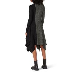 Green and black colorblocked ribbed knit (100% Merino Wool). Hourglass. Long sleeves. Turtleneck. 46" from shoulder to hemline. Imported. Color Block Dress, Block Dress, Rent The Runway, Jw Anderson, Closet Designs, Colorblock Dress, Green And Black, Merino Wool, Color Block