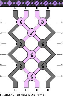 the pattern is shown in purple and black, as well as an image of two circles