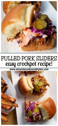 pulled pork sliders with cole slaw and pickles