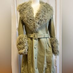 As Seen On Kendall Jenner, Katy Perry, Cardi B, Etc. Gorgeous Soft Leather Saks Potts Coat With Lamb Shearling Lining. Really Pretty, Versatile, And Unique Sage Green Color. Size Small Fits Like 4-6. New Without Tags. Fitted Designer Fur Coat With Faux Fur Trim, Designer Fitted Fur Coat With Faux Fur Trim, Cheetah Shorts, Pink Trench Coat, Saks Potts, Sage Green Color, Waterproof Rain Jacket, Trench Jacket, Car Coat