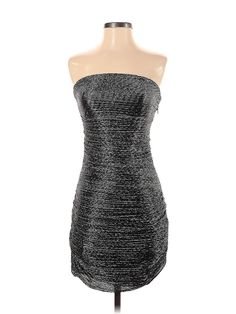 Express Cocktail Dress Size: X-Small Silver Dresses - used. No Fabric Content, Bodycon, Strapless, Metallic, Short, Sleeveless | Express Cocktail Dress - Bodycon: Silver Metallic Dresses - Used - Size X-Small Strapless Stretch Mini Dress, Metallic Dresses, Silver Dresses, Silver Metallic Dress, Gray Cocktail Dress, Silver Cocktail Dress, Silver Cocktail, Metallic Dress, Silver Dress