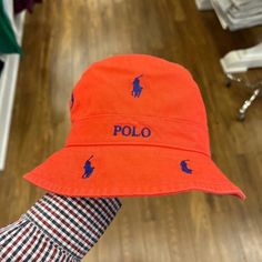 New With Tags Supreme Condition Absolutely Flawless Salmon Colorway White Embroidered Jockeys Throughout Navy Embroidered “Polo” Logo Text Front Seamed Brim Bucket Style Casual Brimmed Bucket Hat With Embroidered Logo, Casual Orange Hat With Embroidered Logo, Casual Spring Bucket Hat With Embroidered Logo, Red Trendy Hats With Embroidered Logo, Trendy Red Hats With Embroidered Logo, Trendy Red Hat With Embroidered Logo, Casual Red Hat One Size, Red Cotton Hat With Embroidered Logo, Red Cotton Bucket Hat