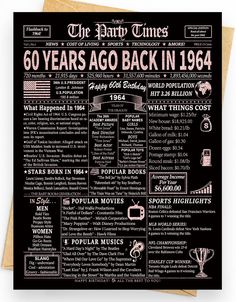 a black and white poster with the words 60 years ago back in 1994