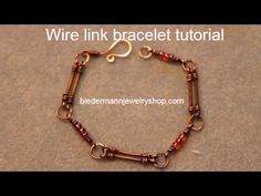 the wire link bracelet is made with copper and brown beads