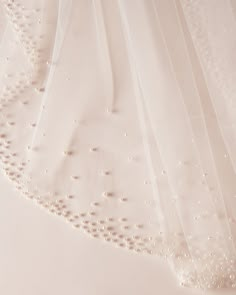 wedding veil with beading and pearls on it