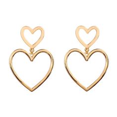 Luxury Gold Heart Earrings - Standart / Gold - earrings Gothic Harajuku, Gold Heart Earrings, Egirl Fashion, Crafted Earrings, Anime Lingerie, Gold Heart Earring, Kawaii Accessories, Charm Making, Aesthetic Clothing