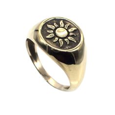 Welcome to our Shop! Shape: Sun Metal:- Brass Jewelry Type:- Ring Ring weight : 8 to 10 gm Stock Code : RIN-6581 Benefits of Brass, Improves Immunity There is plenty of zinc in brass. It is a mineral that helps in the development of immunity which is crucial for a healthy life. You may have seen your elders drinking water from a brass glass or bottle. This is because the water stored in a brass glass protects and strengthens the body. FEEDBACK: If you have any problem with your order or you are Sun Signet Ring, Vintage Promise Rings With Polished Finish, Oval Yellow Gold Stamped Ring, Symbolic Etched Promise Ring, Symbolic Polished Brass Ring, Symbolic Oval Etched Rings, Symbolic Oval Stamped Rings, Symbolic Stamped Oval Rings, Sun Ring Gold