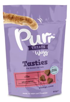 purr treats for dogs tastys with meaty bites, cat treat bag