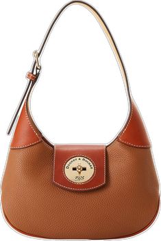 Leather Hobo Bag With Gold-tone Hardware, Dooney Bourke Handbags Hobo Shoulder Bags, Pebbled Leather Crossbody Hobo Bag With Gold-tone Hardware, Brown Leather Hobo Bag With Gold-tone Hardware, Hobo Purses Dooney & Bourke, Satchel Tote, Dooney And Bourke, Leather Texture, Dooney & Bourke