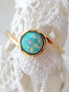 Opal ring Mint Opal ring Gemstone ring Gold by EldorTinaJewelry Birthstone Midi Rings, Stackable Rings With May Birthstone And Round Stone, Stackable Rings With May Birthstone, Stackable Round Moonstone Ring, Opal Promise Ring With Bezel Setting, Stackable Open Opal Ring In Fine Jewelry Style, Opal Gemstone Stackable Round Rings, Stackable Opal Gemstone Rings, Stackable Opal Ring