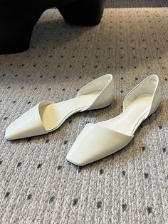 Lasaky - Genuine Leather Retro Square Toe Slip-On Ballet Flats Summer Cool Slippers Cool Slippers, Pearl Shoes, Summer Cool, Monochrome Fashion, Square Head, Fabric Shoes, Chelsea Ankle Boots, Summer Flats, Chunky Heels Sandals