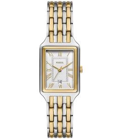 Fossil Women's Raquel Three-Hand Date Two Tone Stainless Steel Rectangular Bracelet Watch | Dillard's Rectangle Bracelet Watch, Old Fossil Watches Women Silver, Two Toned Womens Watches, Cheap Rectangular Watch Accessories For Formal Occasions, Rectangular Stainless Steel Watch With Polished Finish, Metal Watch With Polished Finish, Rectangular Dial, Metal Watch With Polished Finish And Rectangular Dial, Two Toned Watch, Classic Watch With Rectangular Metal Dial