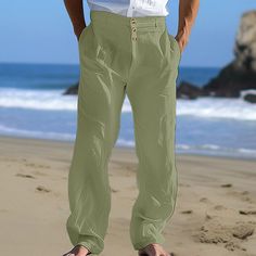 Season:Spring  Summer; Fabric:Linen Cotton Blend; Gender:Men's; Style:Holiday,Fashion; Occasion:Daily,Casual,Business; Fit Type:Regular Fit; Function:Breathable,Comfort; Waistline:Mid Waist; Pattern:Plain; Design:Front Pocket,Straight Leg; Pants Type:Trousers,Beach Pants,Linen Pants,Summer Pants; Fly Type:Button; Front page:FF; Listing Date:07/19/2024 Linen Beach Pants, Mens Linen Pants, Pants Linen, Cotton Linen Pants, Pants Summer, Mens Linen, Summer Pants, Beach Pants, Plain Design