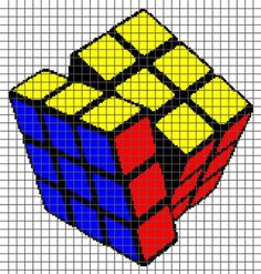 a cross stitched pattern of a rubik cube