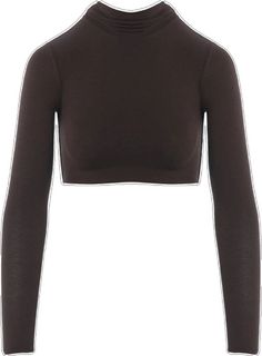 Casual Fitted High Neck Cropped Sweater, Fitted High Neck Casual Cropped Sweater, Fitted High Neck Cropped Sweater, Trendy High Neck High Stretch Crop Top, High Neck High Stretch Crop Top, Fitted Cropped Sweater For Night Out, Stretch Turtleneck Crop Top, Trendy Fitted Crop Top With Thumbholes, Fitted Crop Top With Thumbholes